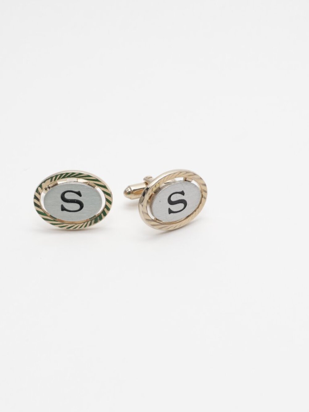 Vintage Swank GOLD Tone CUFFLINKS S logo oval shaped
